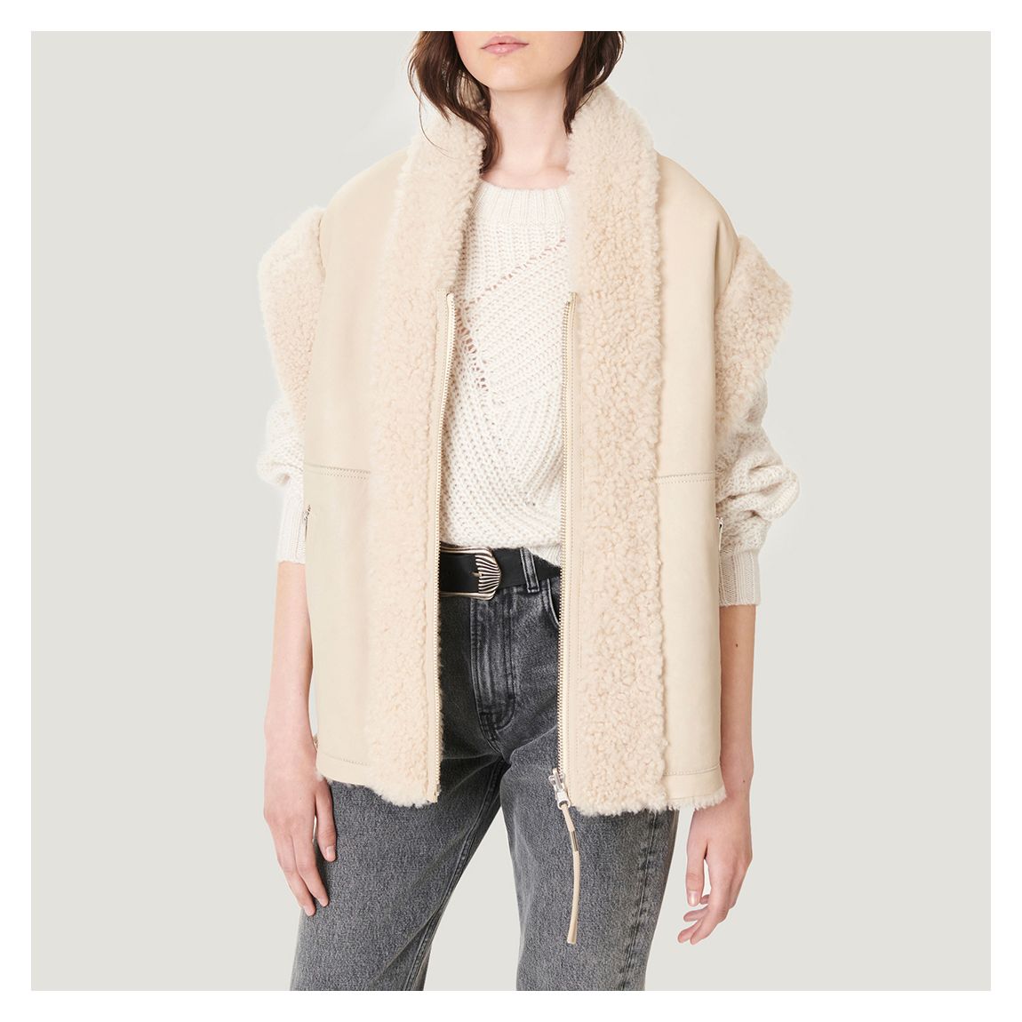 Cream Iyo Leather Gilet main product photo