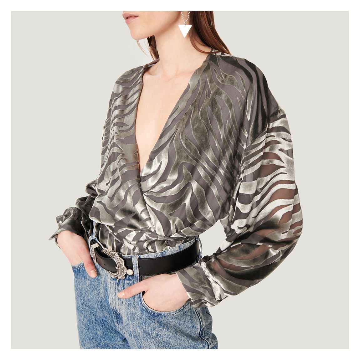 Grey Nurat Animal Print Blouse main product photo
