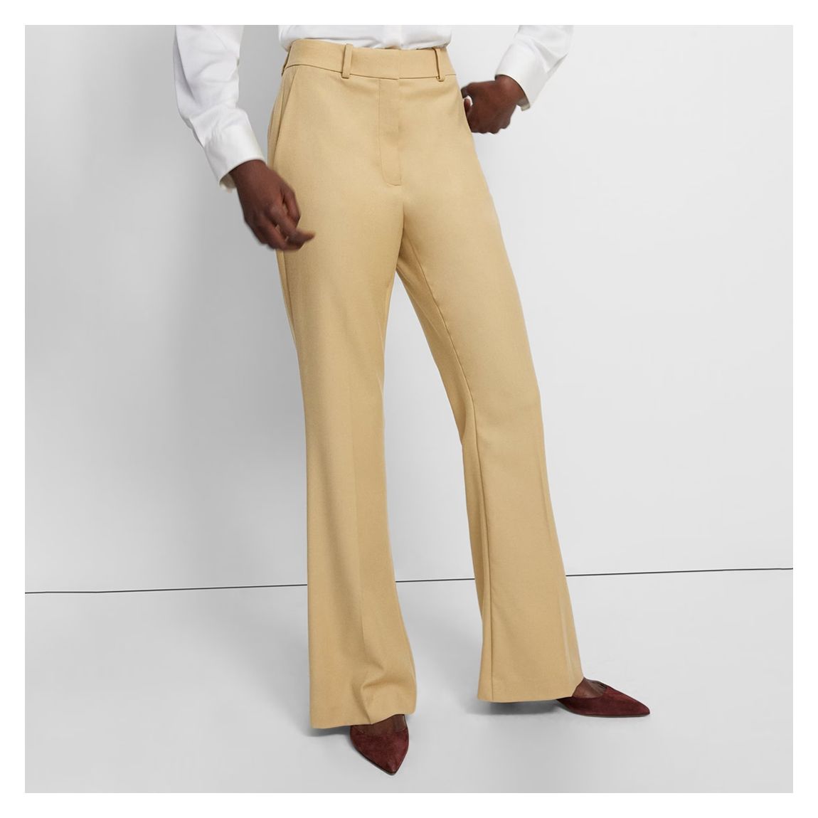 Yellow High Waisted Flared Wool Trousers main product photo