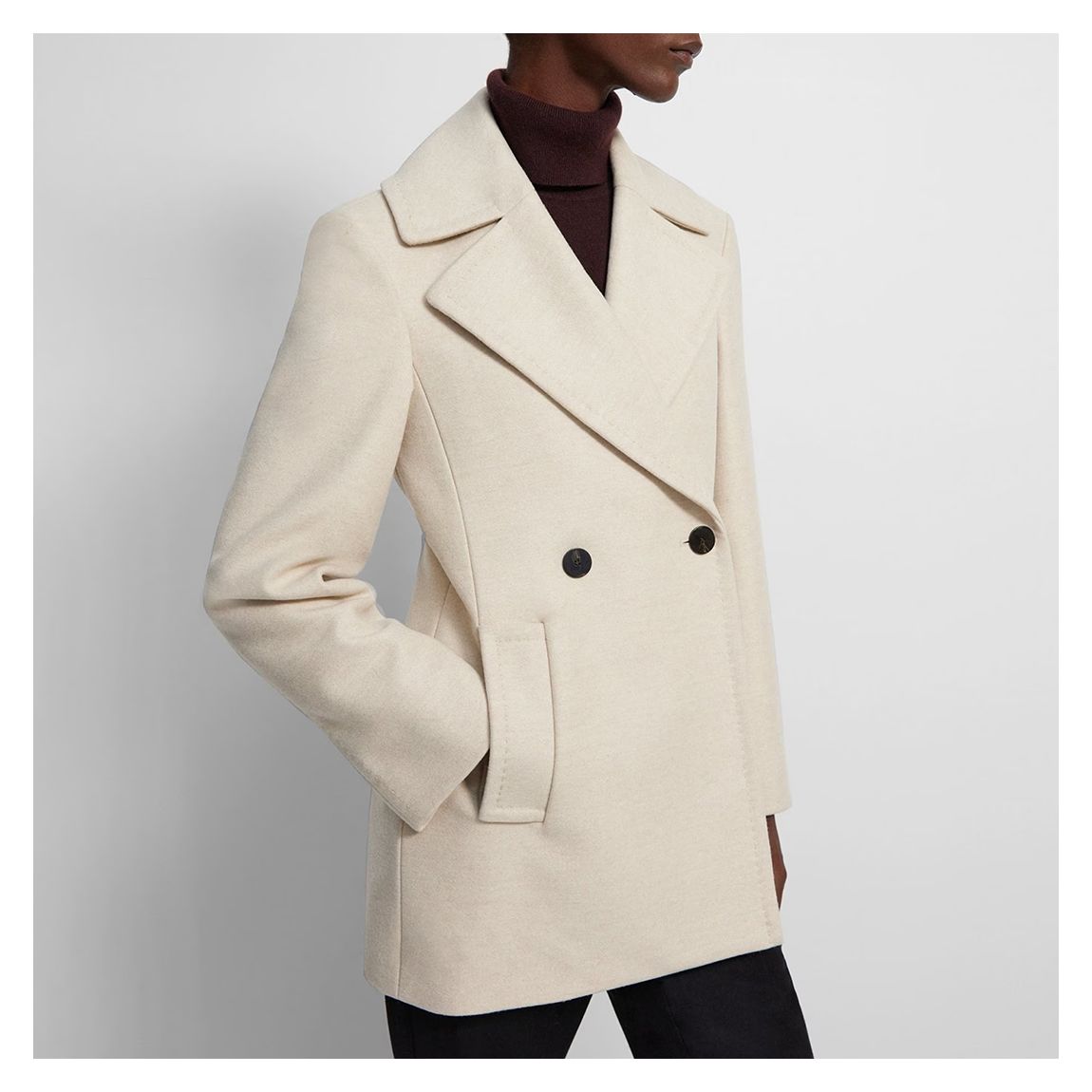 Cream Sculpted Wool Peacoat main product photo