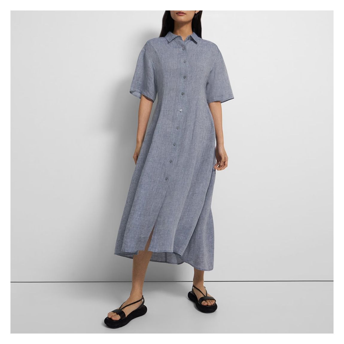 Blue Elastic Back Midi Dress main product photo