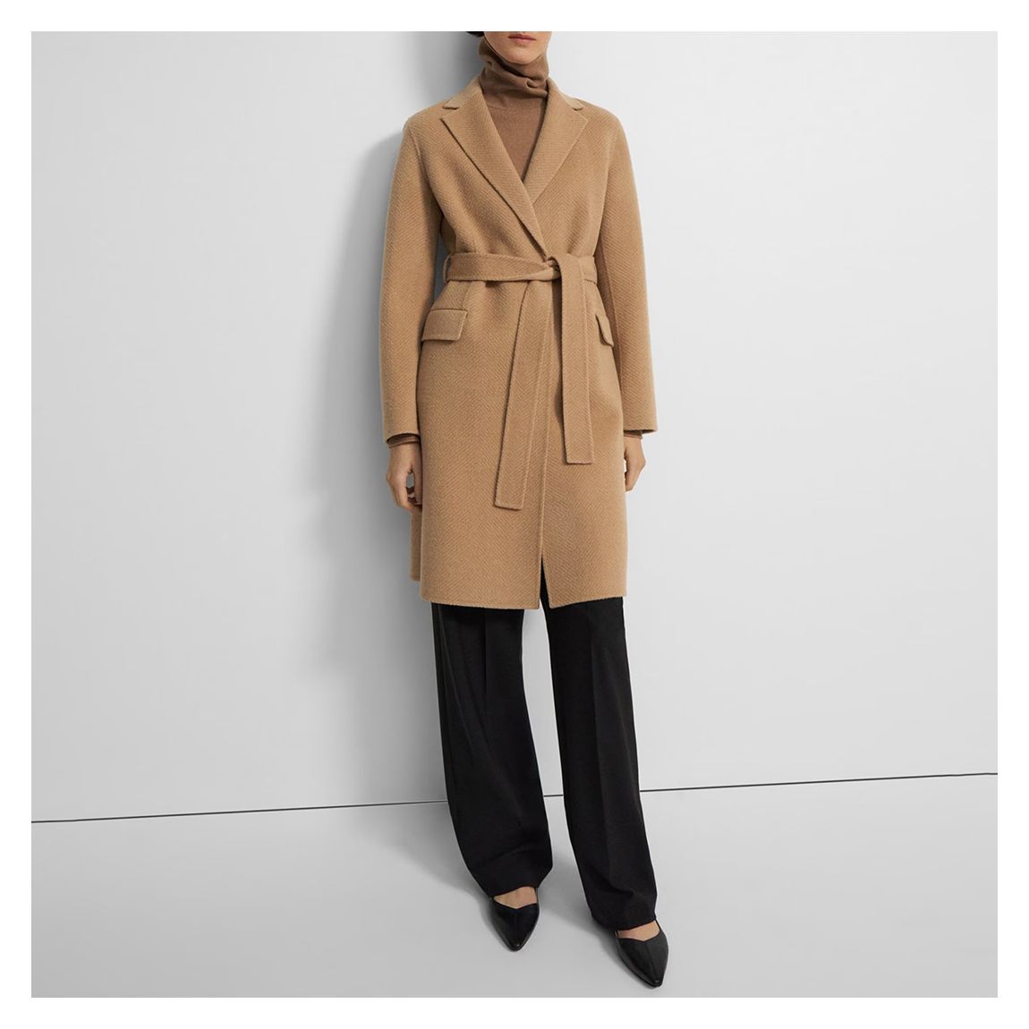 Camel Belted Wool Blend Coat main product photo