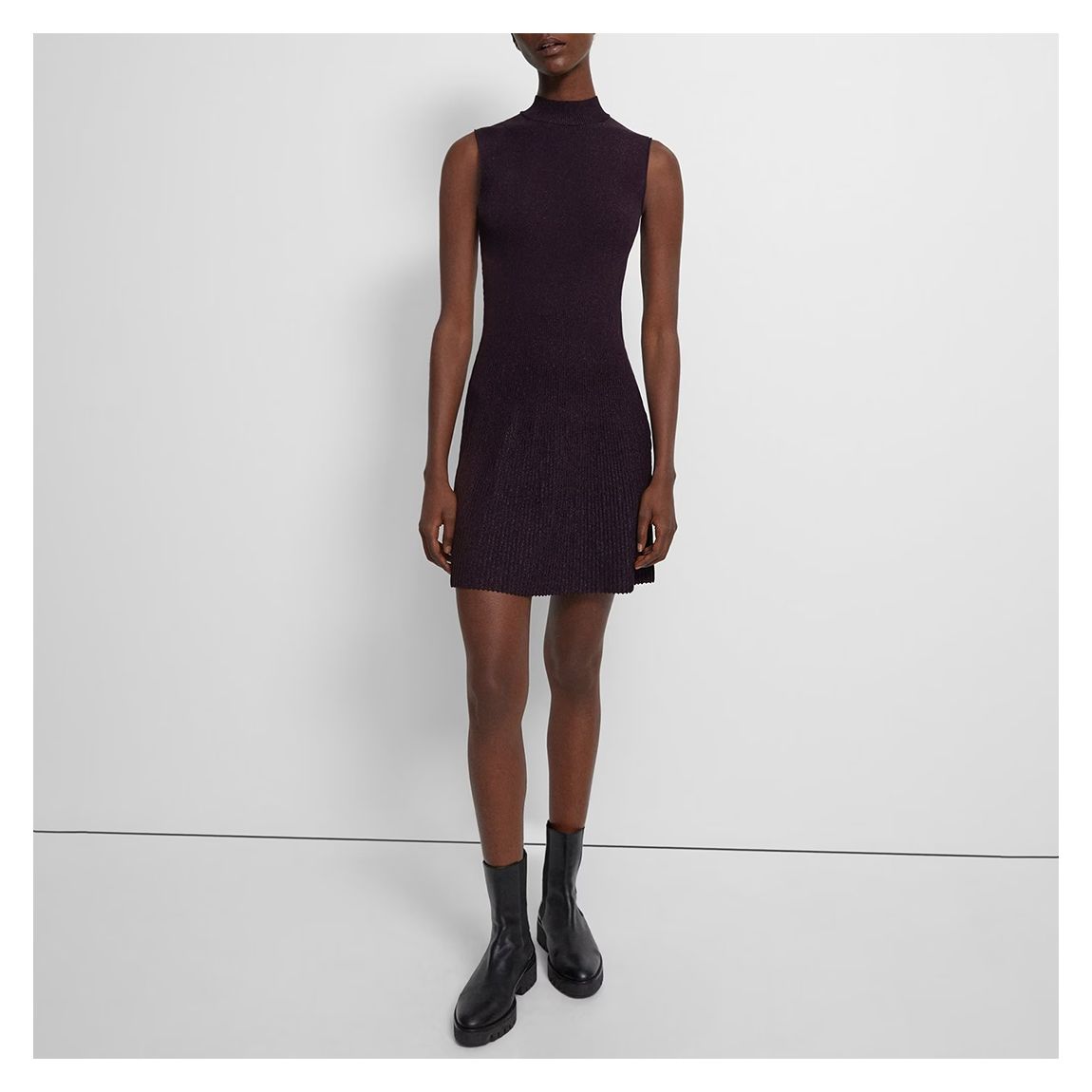 Dark Red Ribbed Mini Dress main product photo