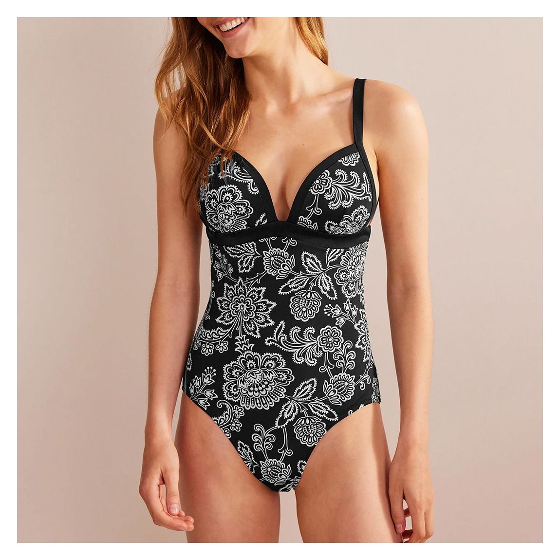 Black & White Triangle Panelled Swimsuit main product photo