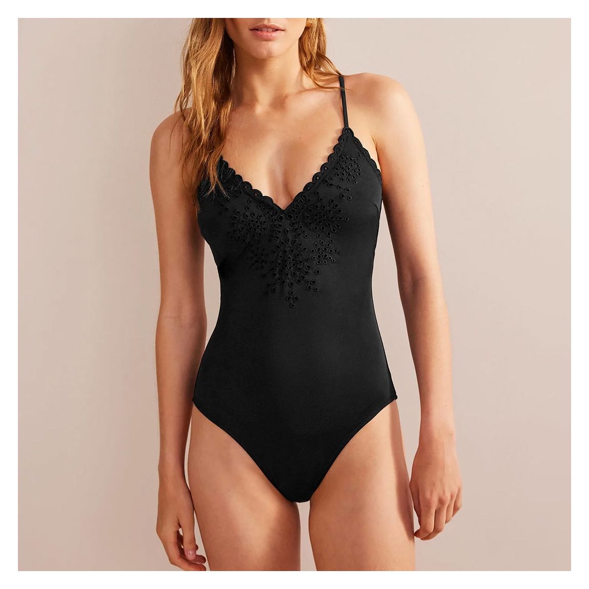 Black Broderie V-neck Swimsuit main product photo