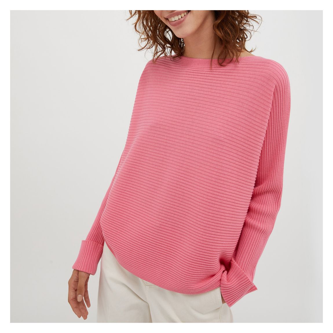 Flamingo Pink Boat Neck Jumper main product photo
