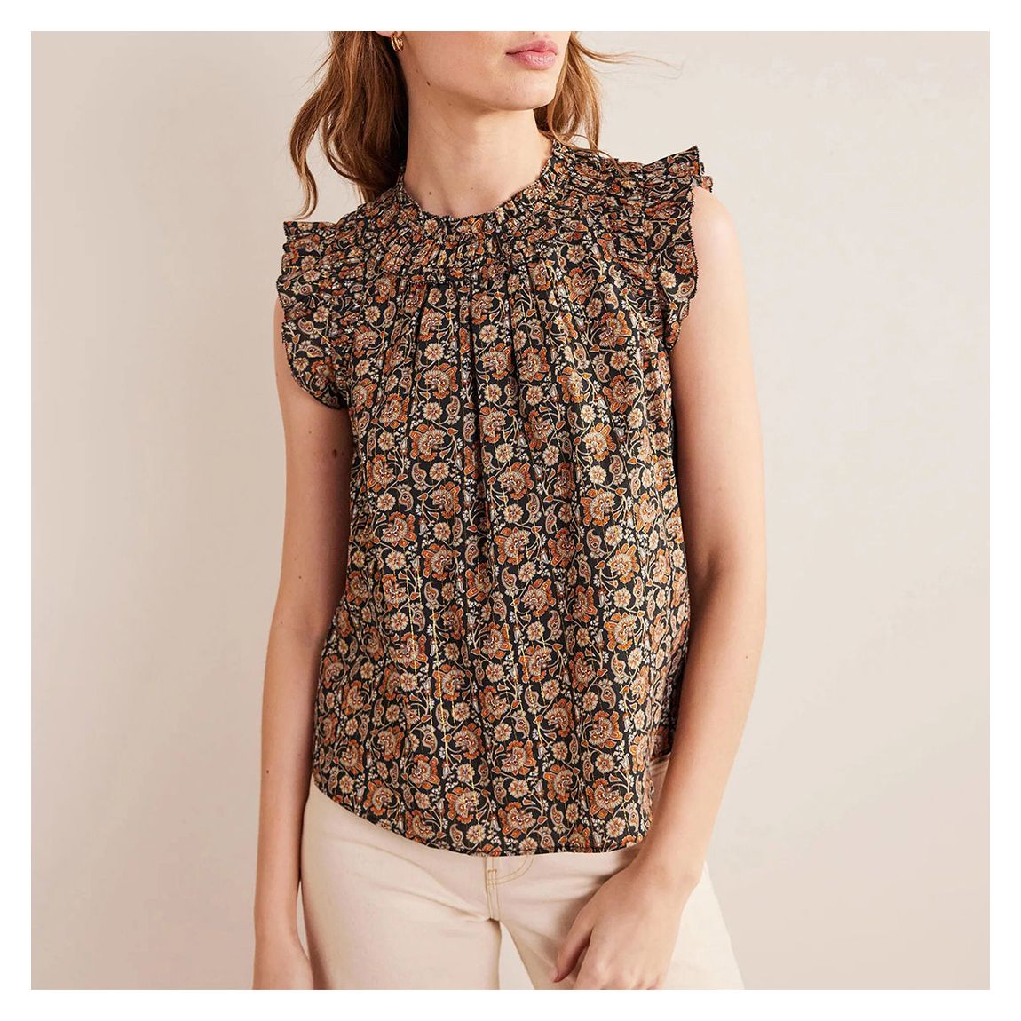 Black Ruched Detail Sleeveless Top main product photo