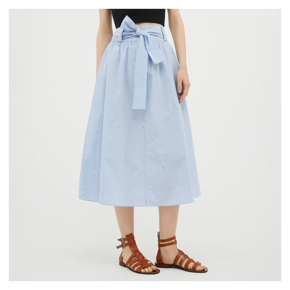 Blue/White Pulsante Cotton Stripe Skirt main product photo