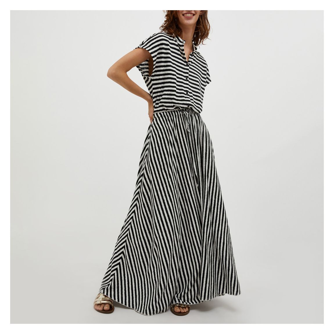 Black/White Cava Stripe Cotton Dress main product photo