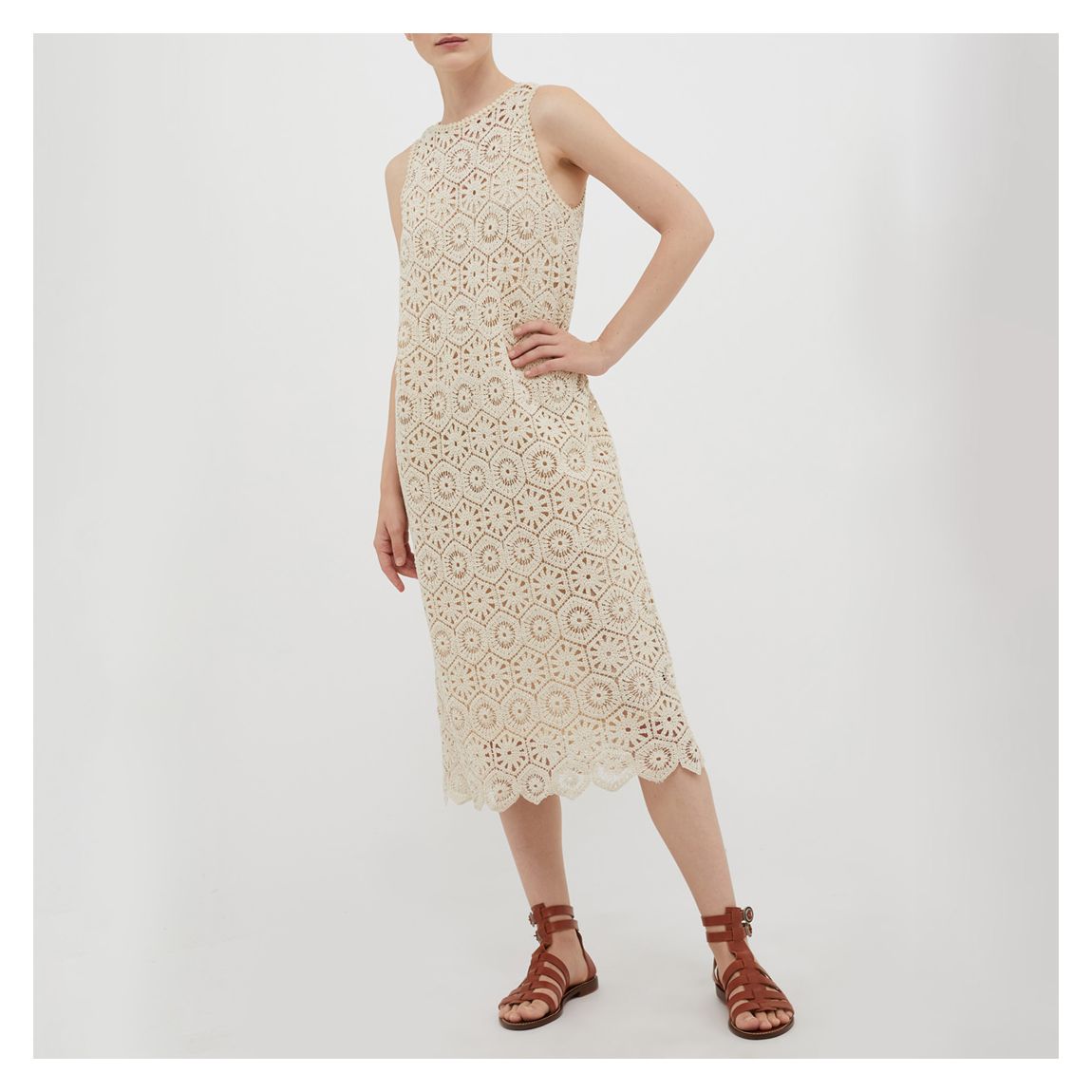 Beige Cembalo Crochet Cotton Dress main product photo