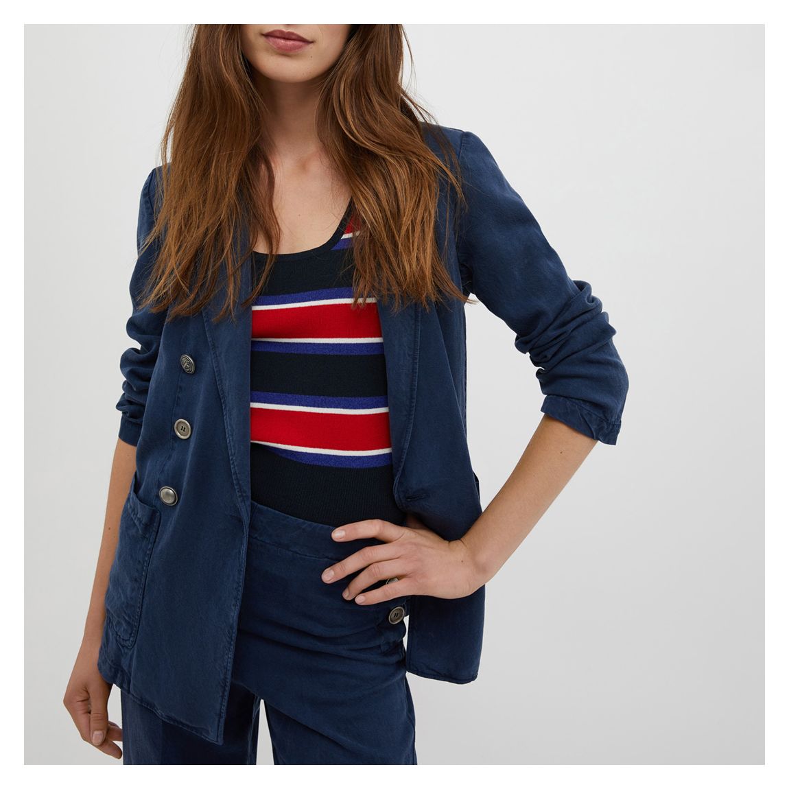 Navy Ammira Button Blazer main product photo