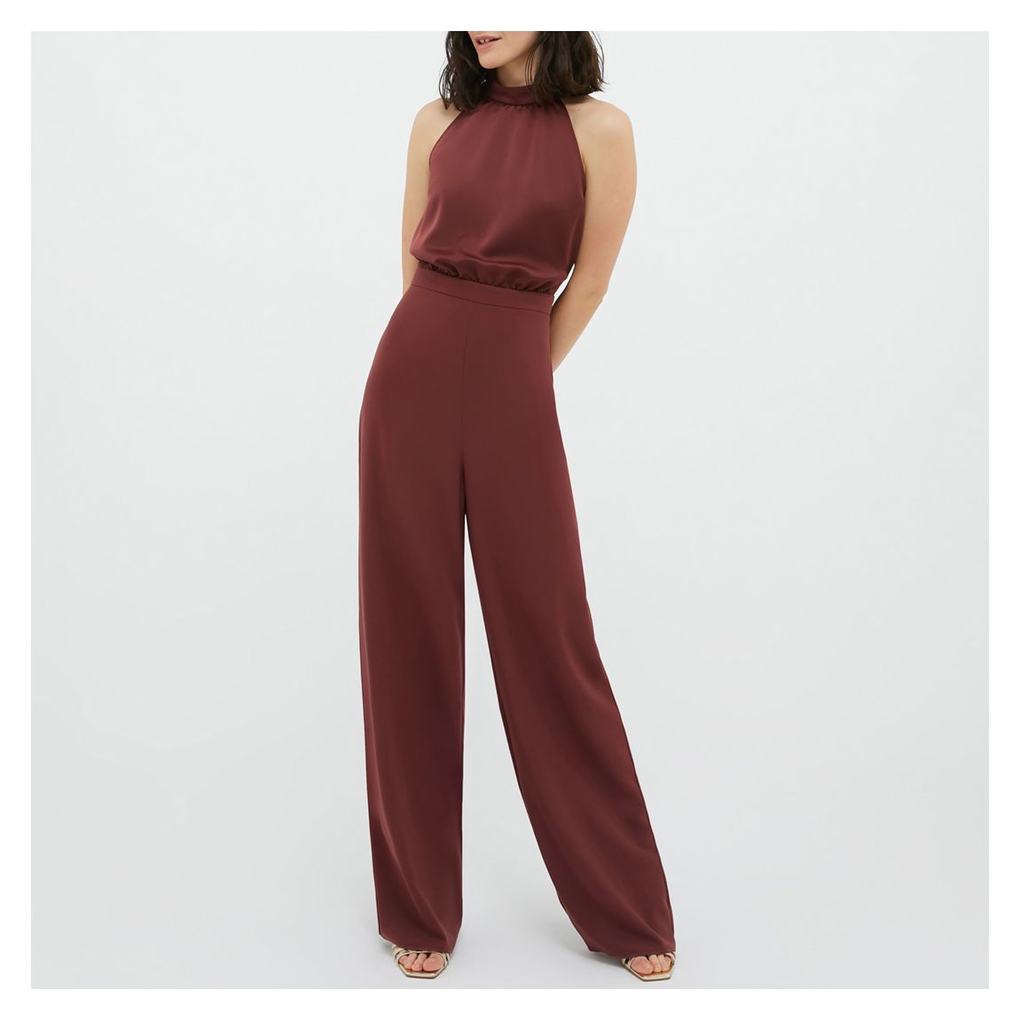 Burgundy Iquando Wide Leg Jumpsuit main product photo