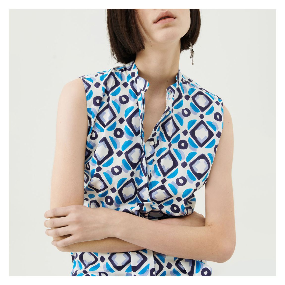 Blue Gitano Pattern Cotton Top main product photo