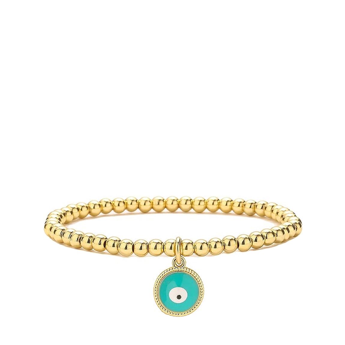 18K Gold Blue Enamel Eye Charm Bracelet main product photo