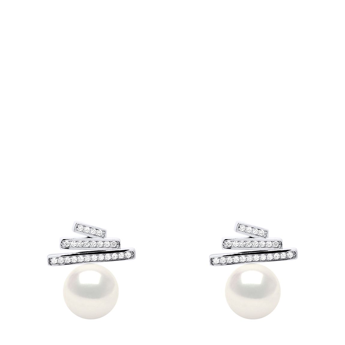 White Pearl Button Earrings 9-10 m main product photo