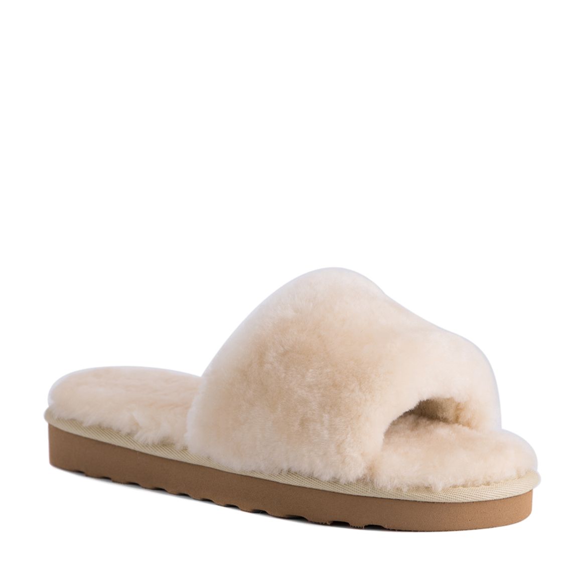 Tan Rosebay Sheepskin Fluff Slide main product photo
