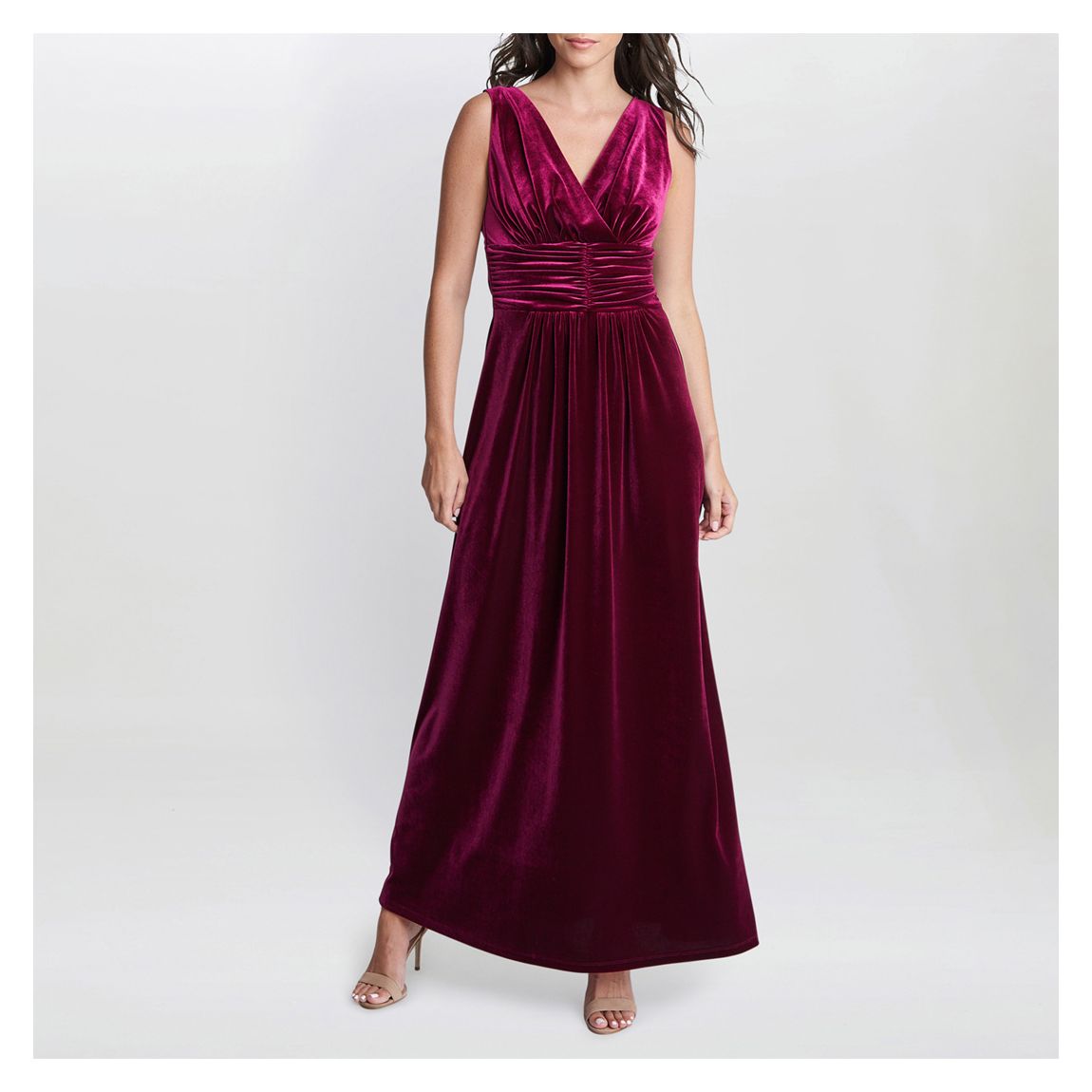 Pink Patricia Sleeveless Velvet Maxi Dress main product photo