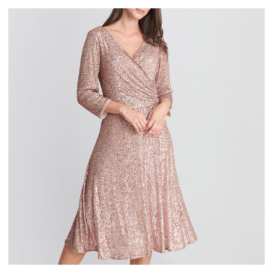 Pink Libbie Midi A-Line Sequin Dress main product photo