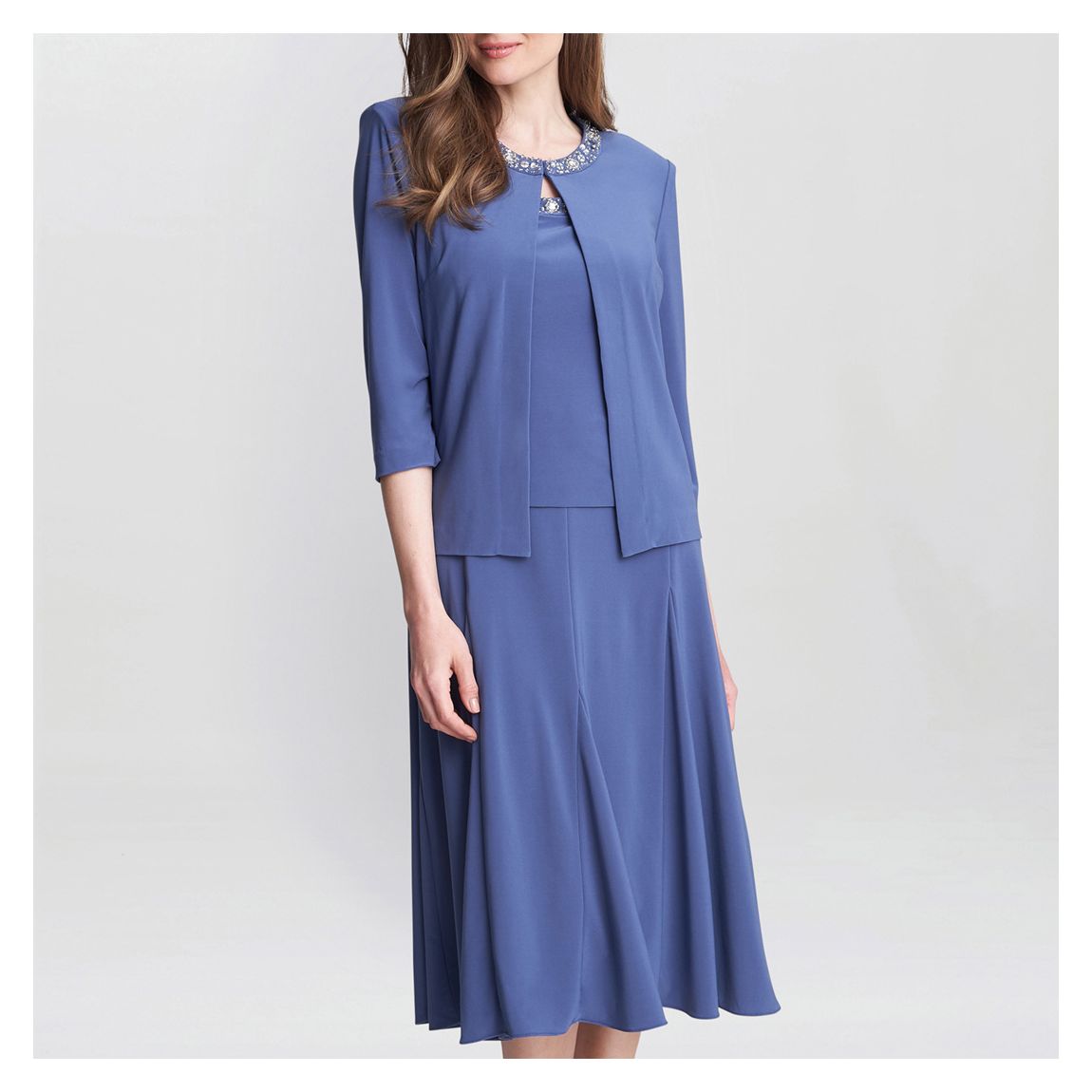 Blue Delores Jersey Midi A-Line Jacket Dress main product photo