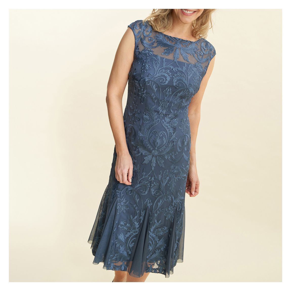 Blue Rosia Brocade Midi Cocktail Dress main product photo