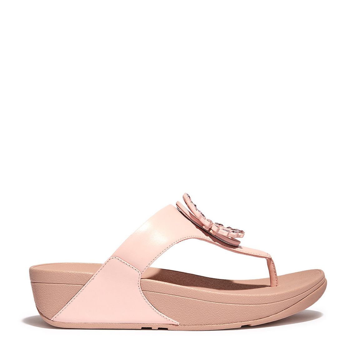 Pink Lulu Leather Crystal Sandal main product photo