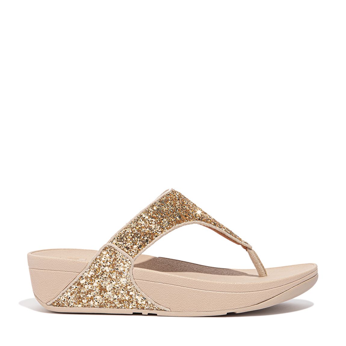 Gold Lulu Leather Glitter Flip Flop main product photo