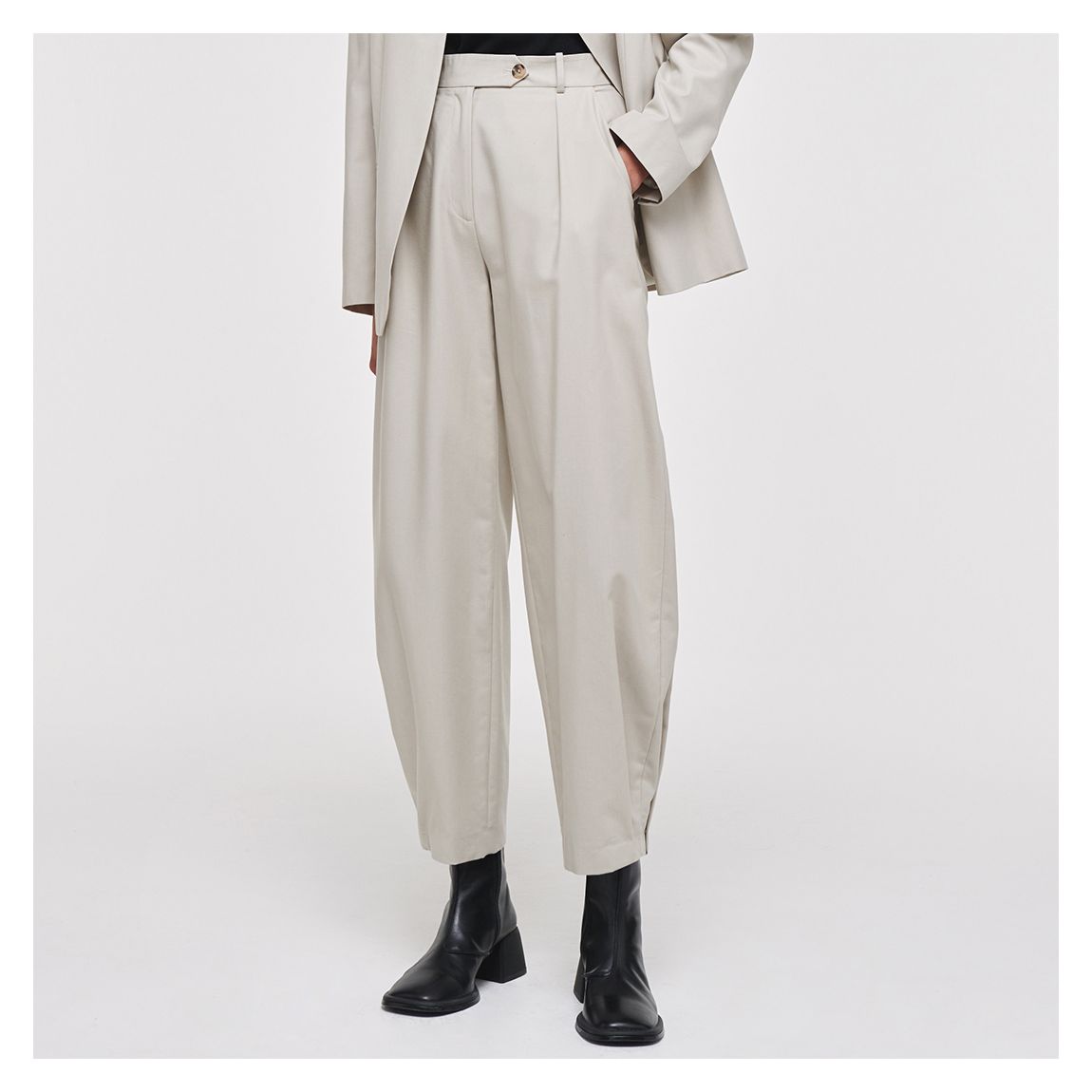 Light Grey Barrel Leg Trousers main product photo