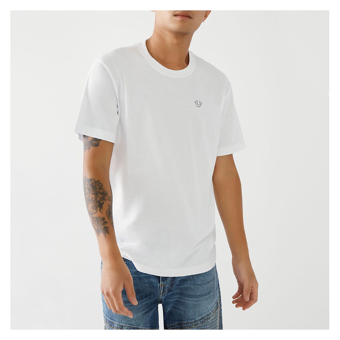 White Back Buddha Logo Cotton T-Shirt main product photo
