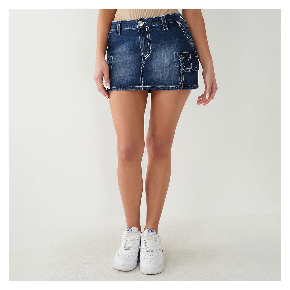 Dark Blue Sadie Cargo Denim Mini Skirt main product photo
