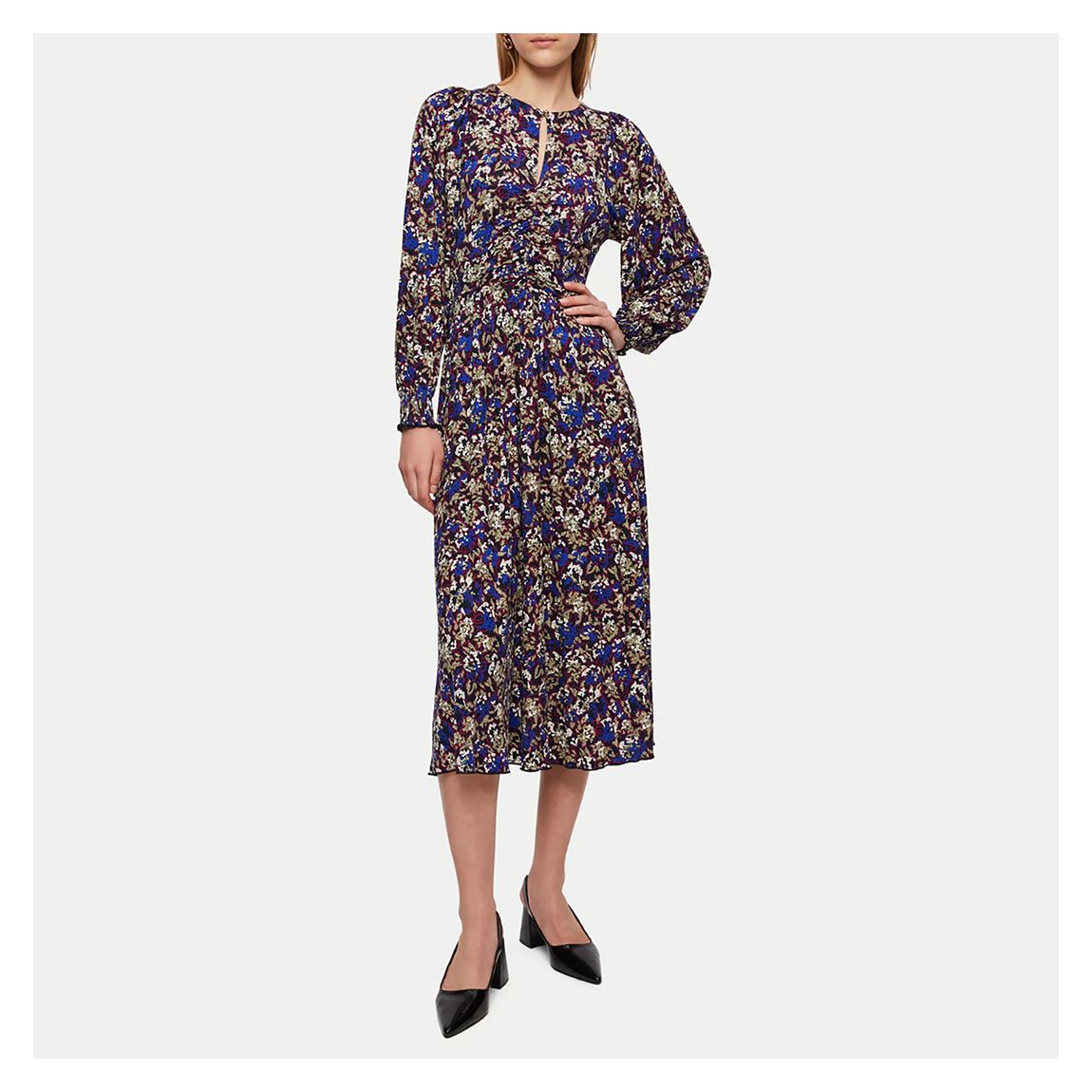 Blue Printed Foliage Jersey Dress main product photo