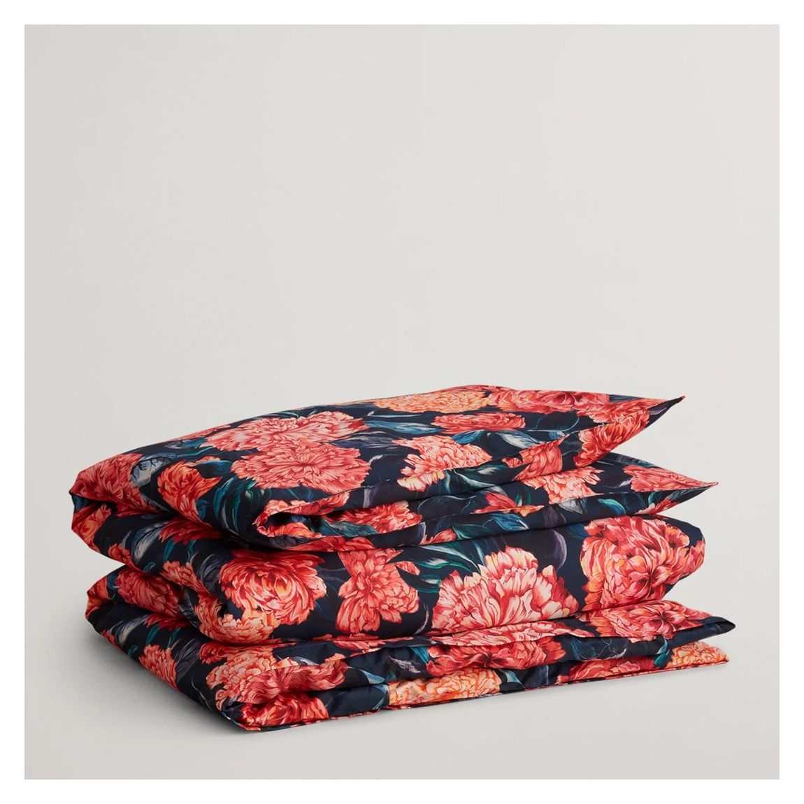 Peony Print King Duvet Cover, Classic Blue main product photo