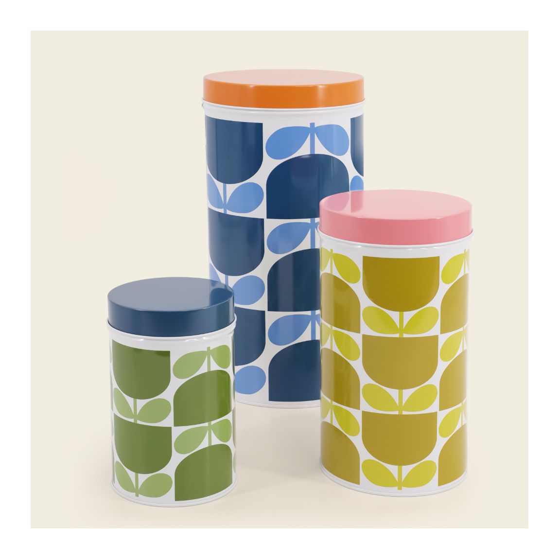 Set of 3 Nesting Storage Tins - Block Flower main product photo