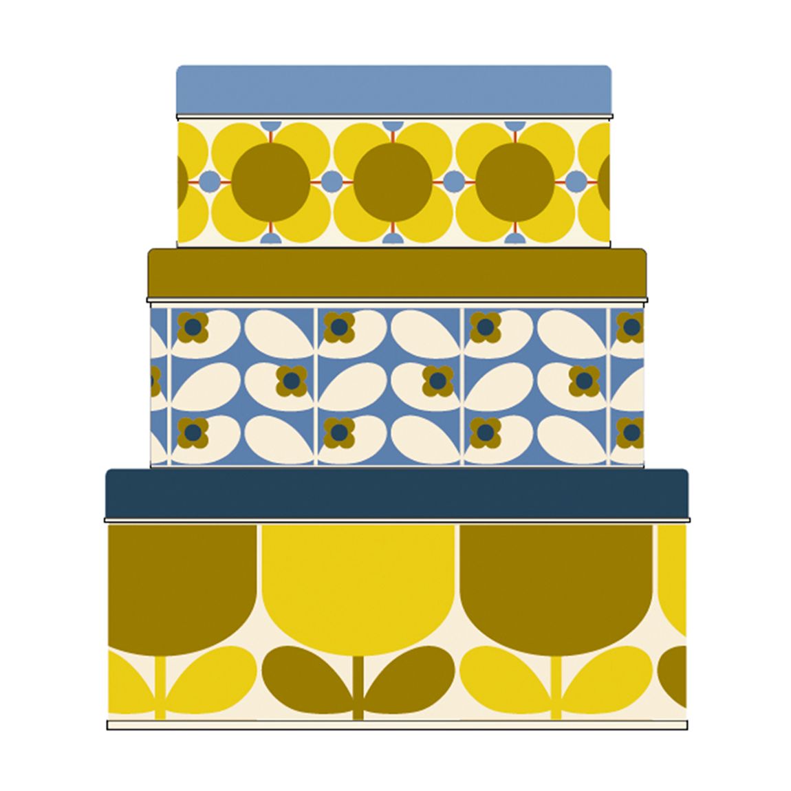 Set of 3 Nesting Cake Tins - Sunflower / Sky main product photo