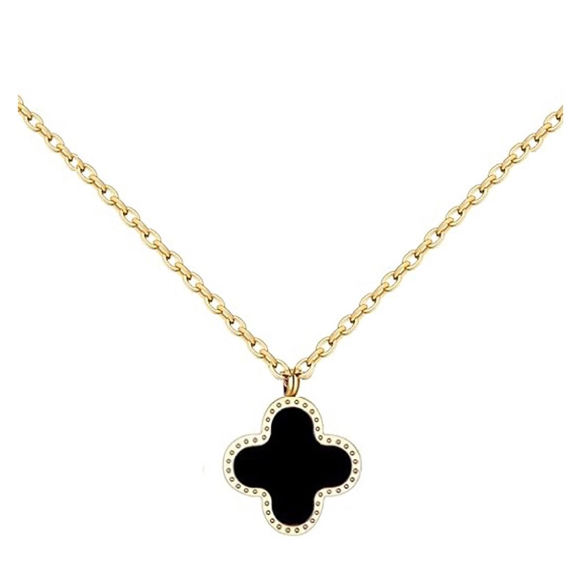 18K Gold Black & White Reversible Pendant Necklace main product photo