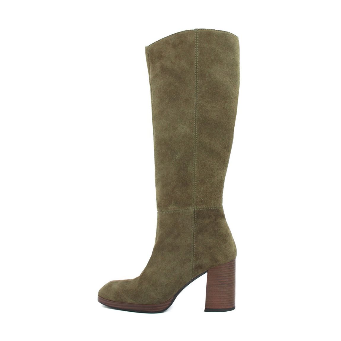 Khaki Suede Heeled Long Boots main product photo