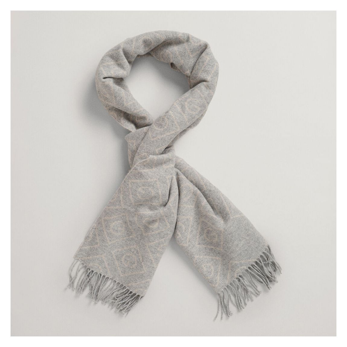 Soft Grey Printed Wool Scarf main product photo