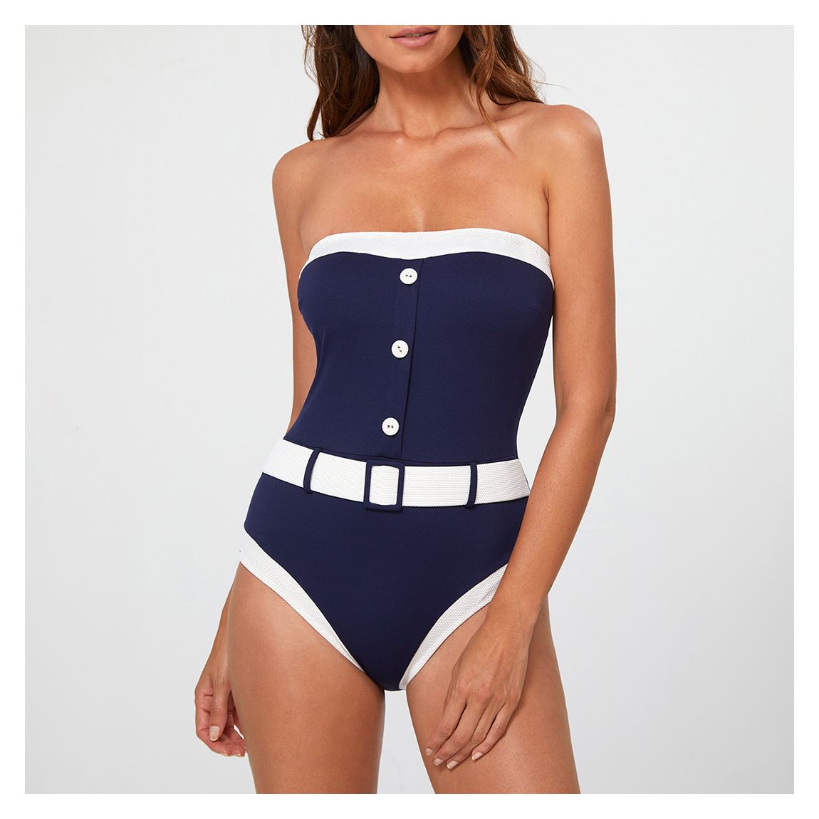 Navy Pitusa Bandeau Swimsuit main product photo