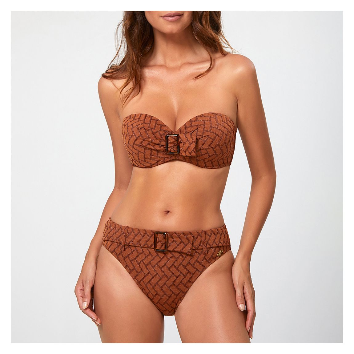 Brown Siracusa Bandeau Bikini Set main product photo