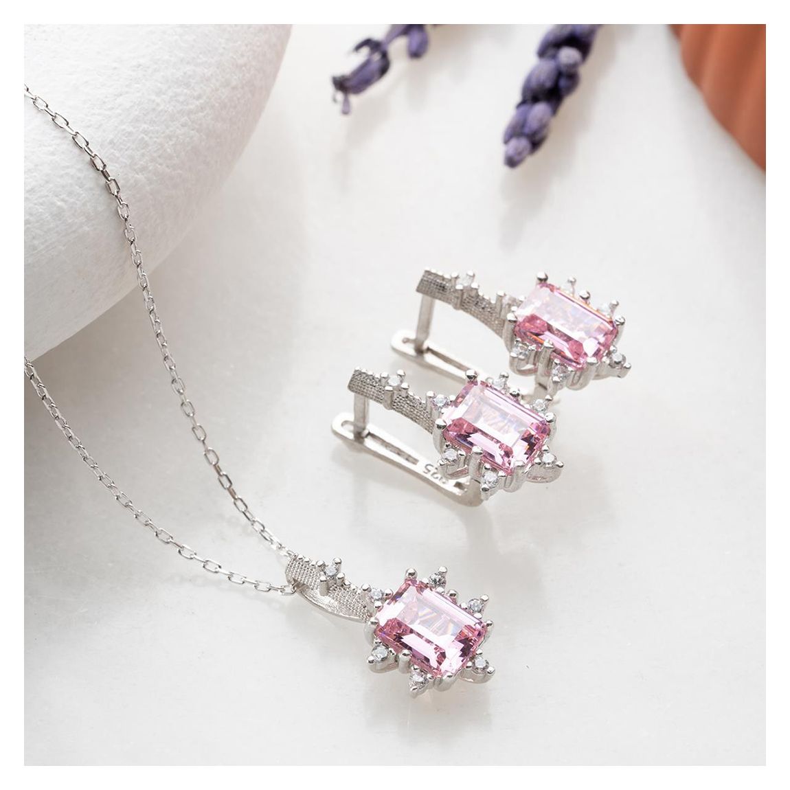 Silver Necklace & Earring Set main product photo