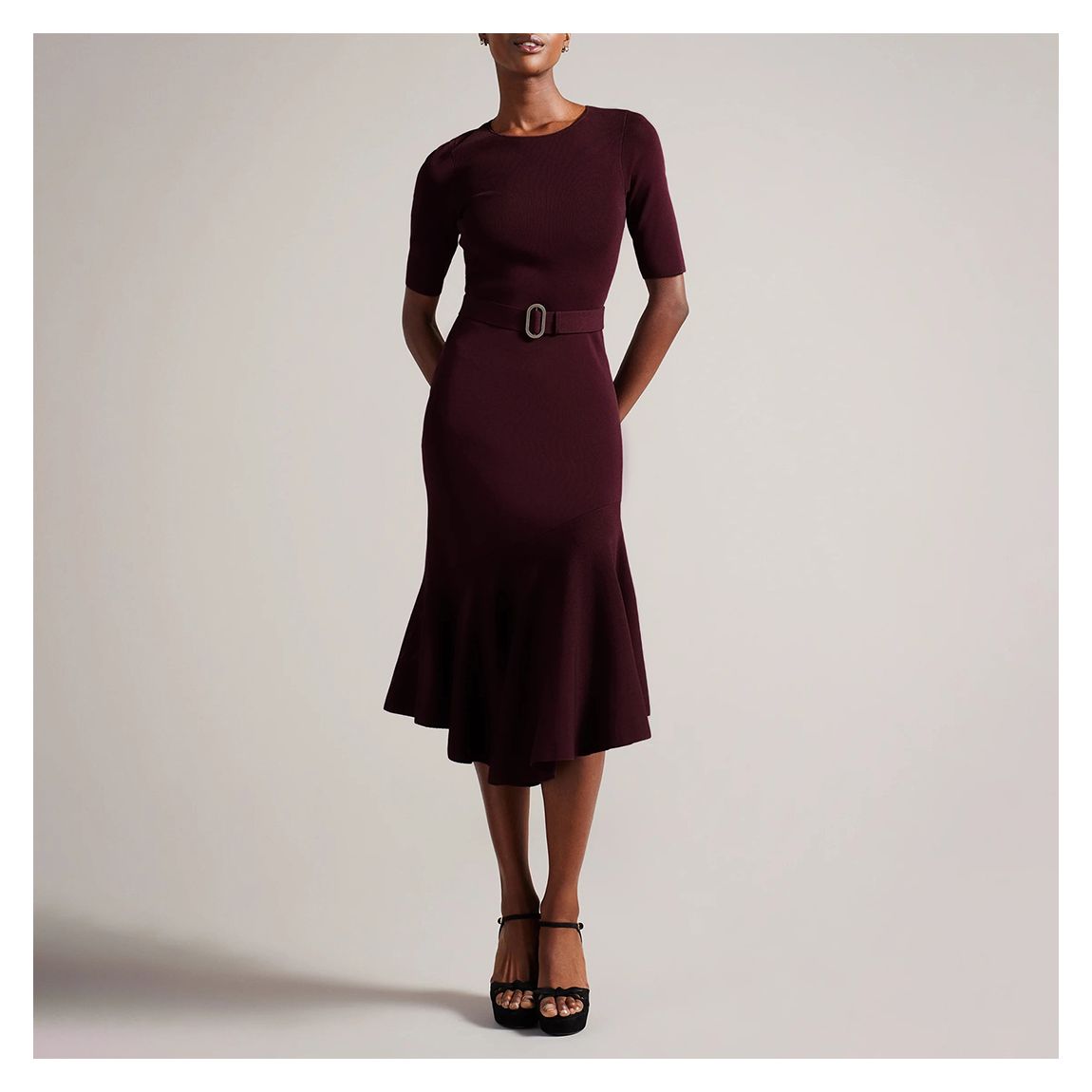 Burgundy Samalee Knitted Midi Dress main product photo