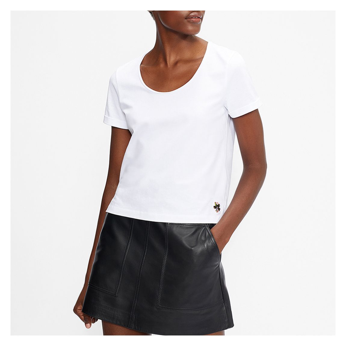 White Miarna Easy Fit Cotton T-Shirt main product photo