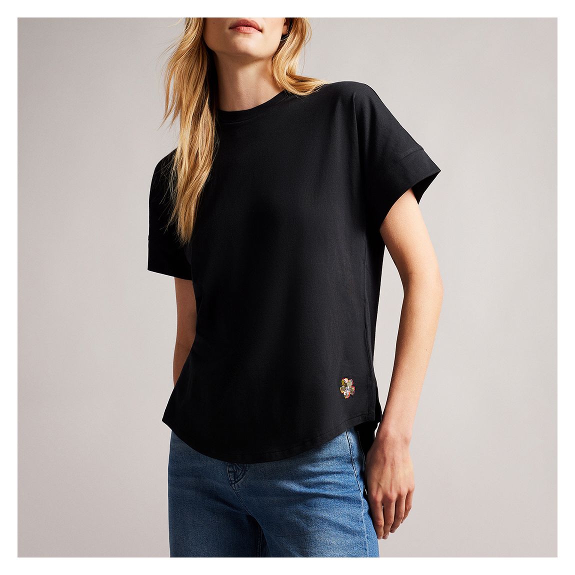 Black Erisana Easy Fit Cotton T-Shirt main product photo