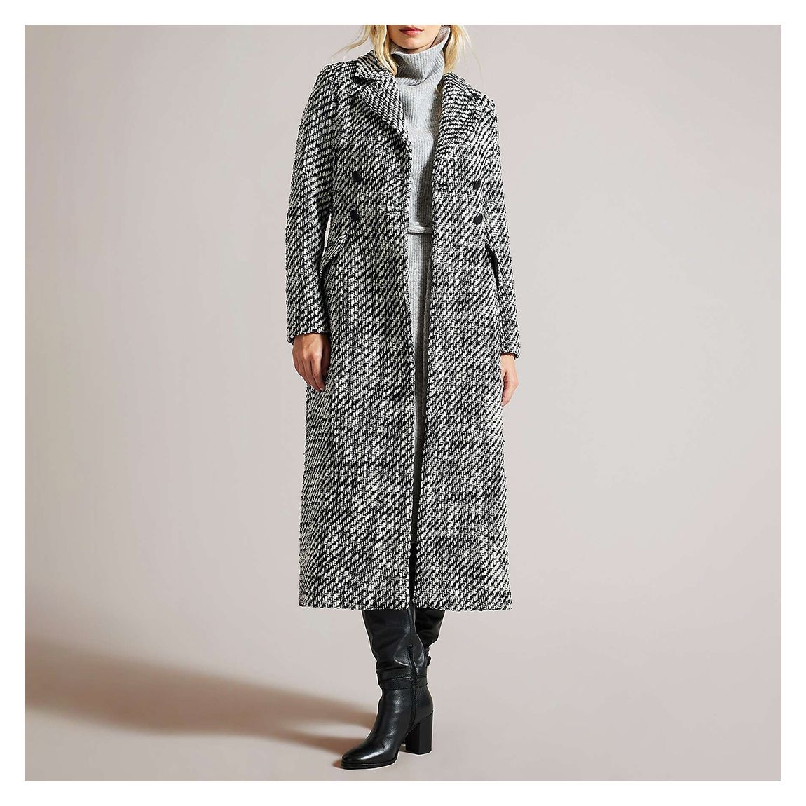 Black Lio Double Breasted Wool Blend Coat main product photo