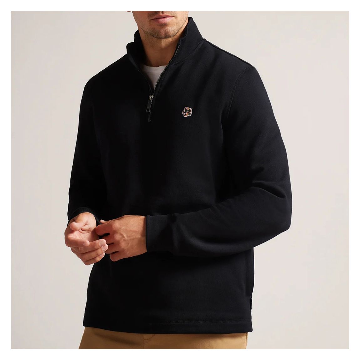 Black Kilburn Cotton Half Zip Jumper main product photo