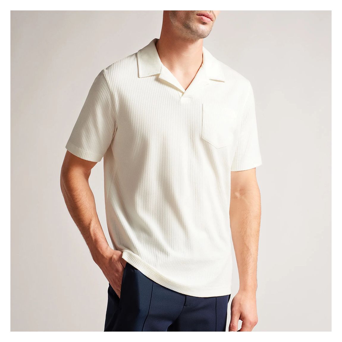 White Arkes Open Neck Cotton Polo Shirt main product photo