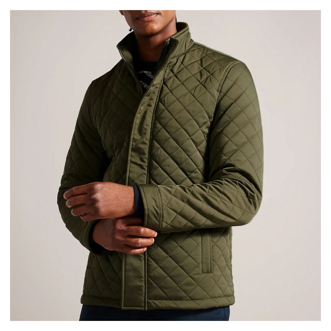 Khaki Finnich Quilted Jacket main product photo