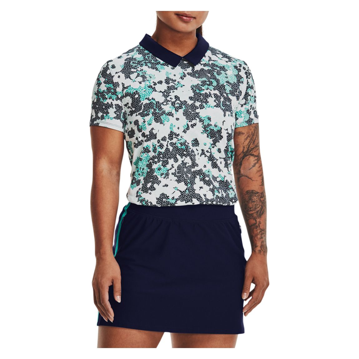 Navy Print Zinger Stretch Golf Polo Shirt main product photo