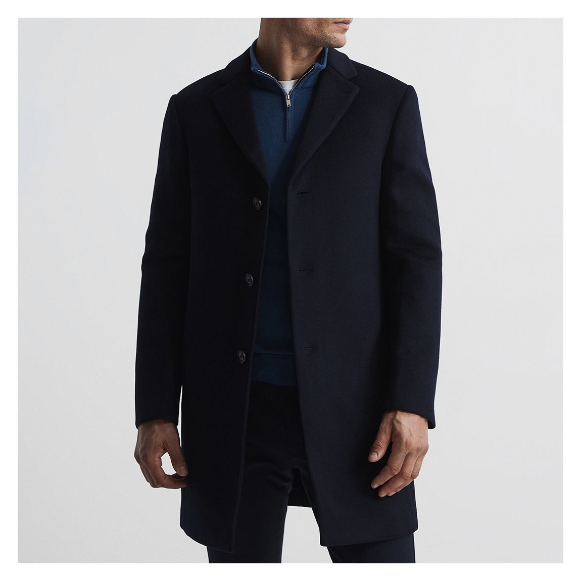 Navy Gable Wool Epsom Overcoat main product photo
