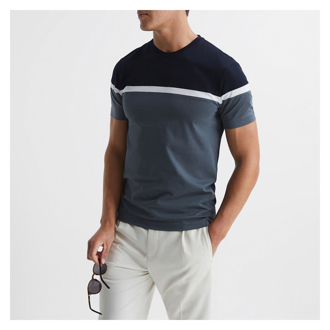 Black/Navy Max Mercerised Cotton T-Shirt main product photo