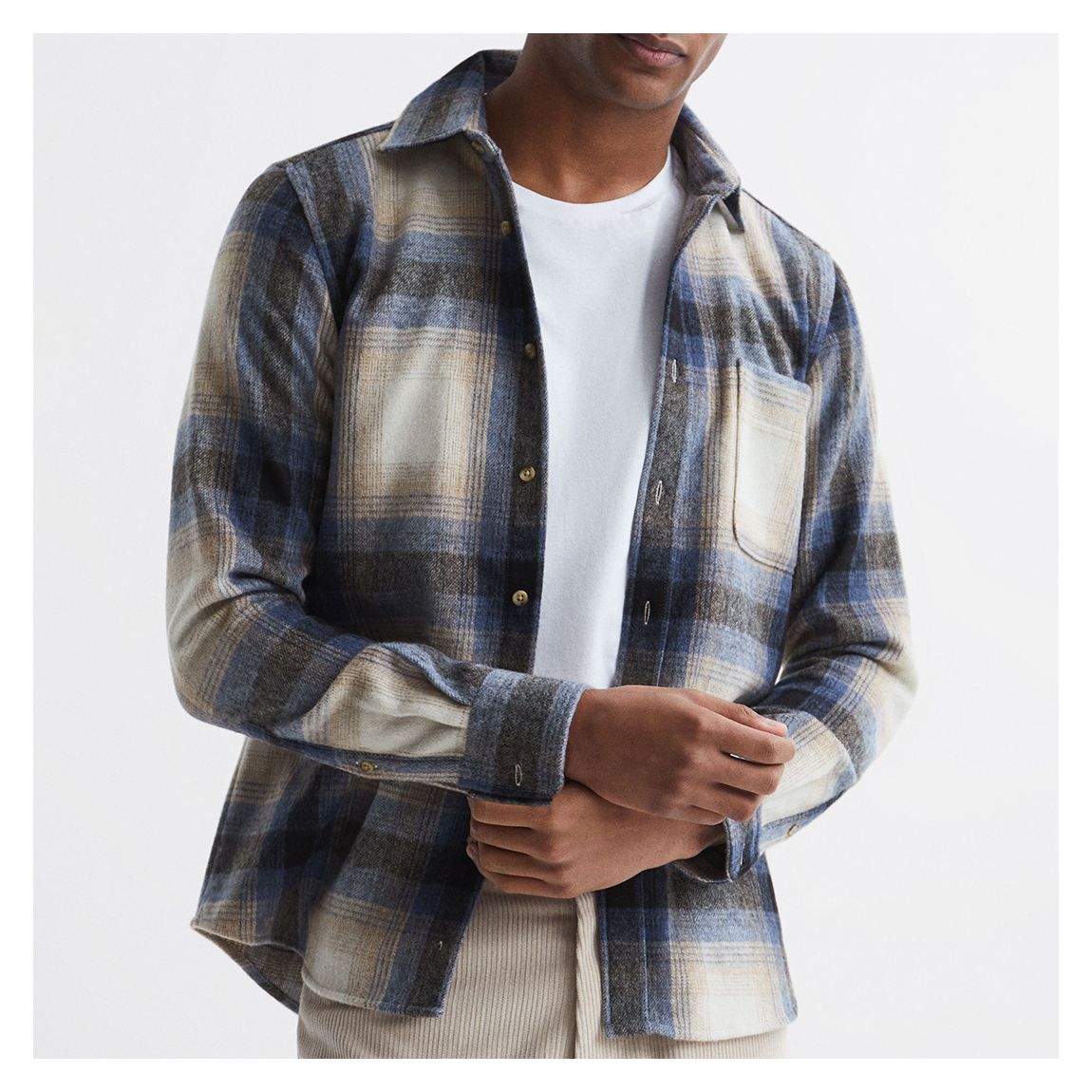 Blue/Multi Frey Brushed Check Wool Blend Jacket main product photo